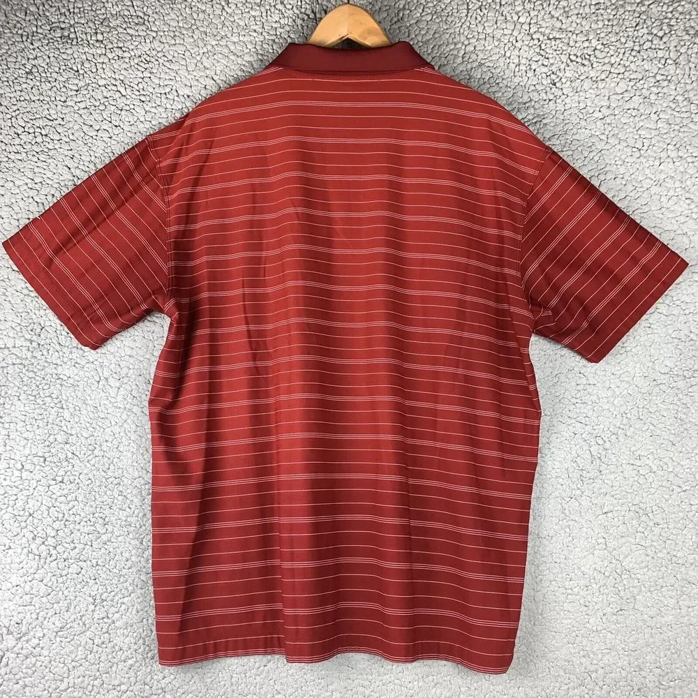 Nike Golf Fit Dry Polo Shirt Men's SIze XL Red Striped Dri Golfer Preppy Summer‎